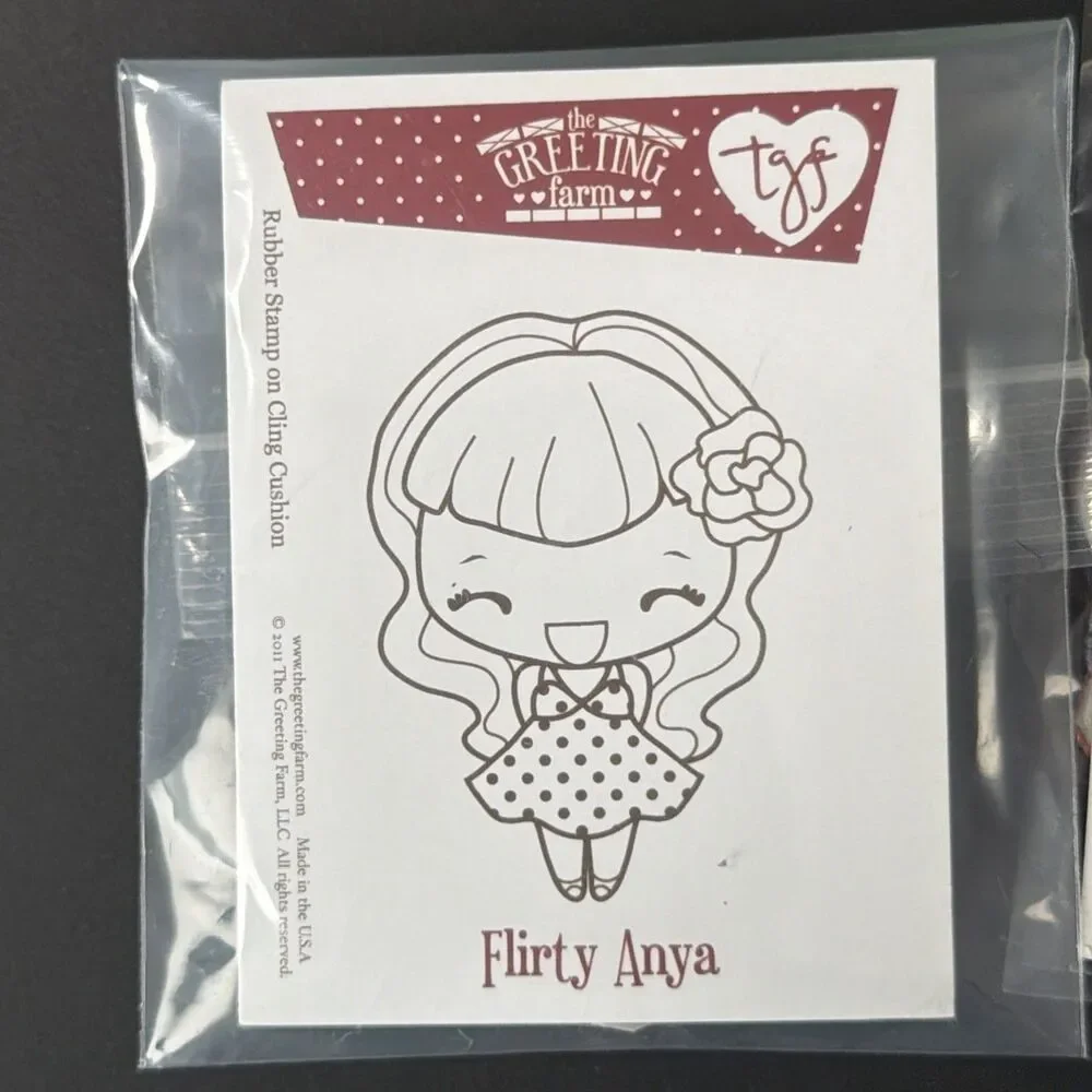 Stamp Lot The Greeting Farm Red rubber flirty valentine Anya and cheeky beach